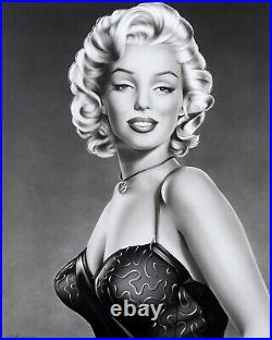 Marilyn Monroe 16x20 Original Painting Airbrush Black Dress Moon of Baroda