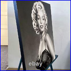 Marilyn Monroe 16x20 Original Painting Airbrush Black Dress Moon of Baroda